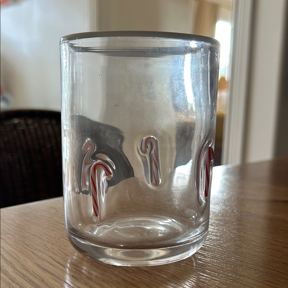 Anthropologie Christmas candy cane icon juice glass